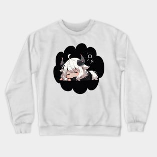 Adorable Anime Chibi Taurus Zodiac Sleeping Little Astro Girl Crewneck Sweatshirt